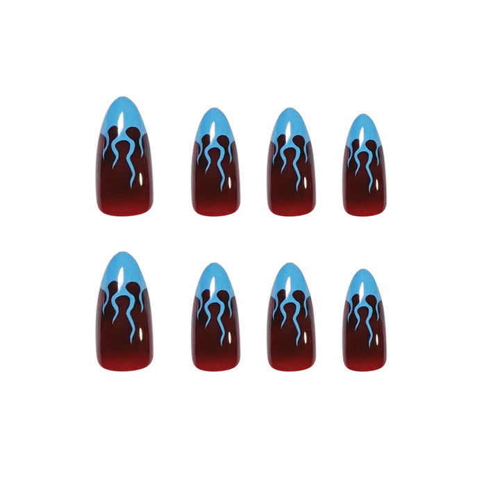 Artistic stiletto nails with extravagant flame pattern Stornfield