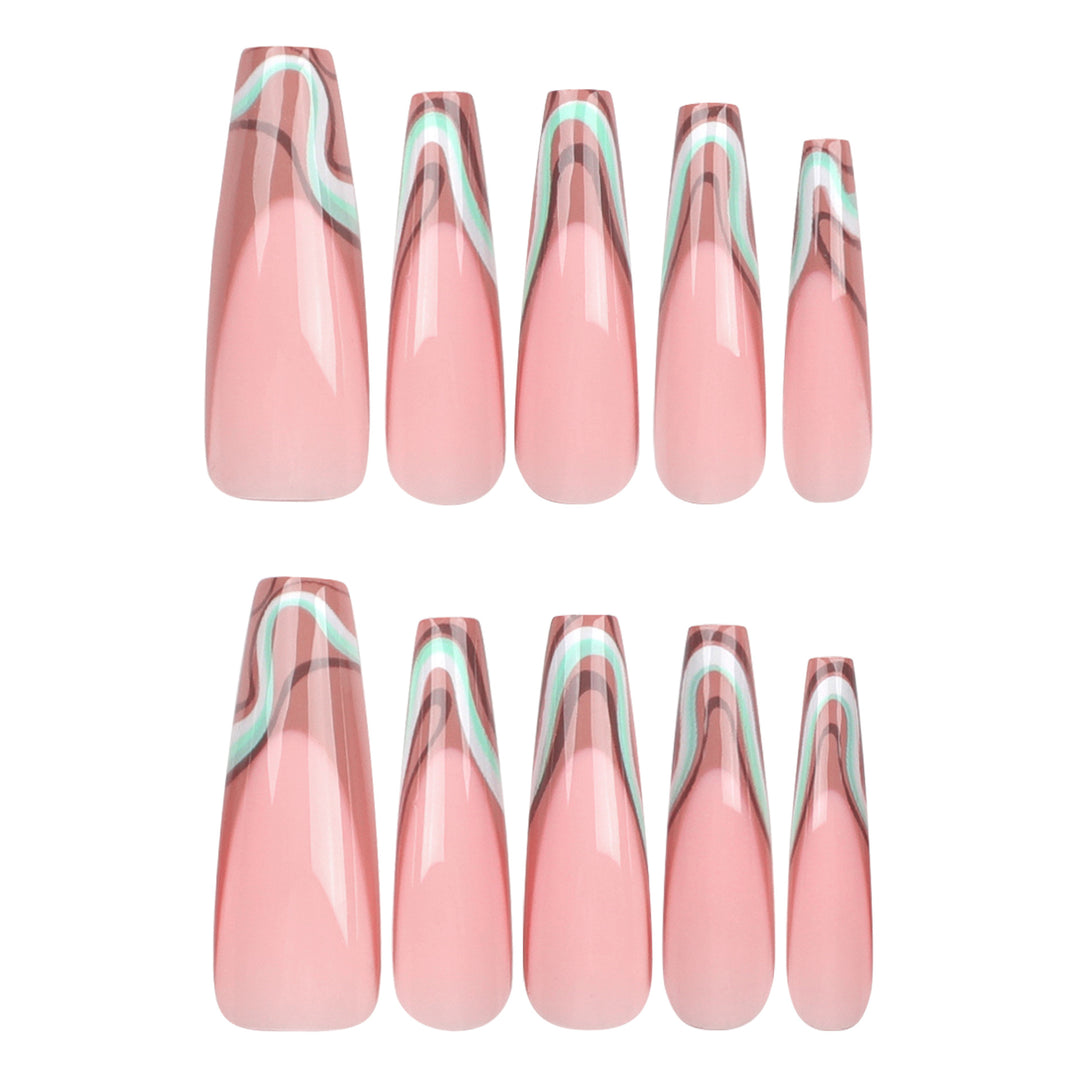 Artful acrylic nails with elegant wave design Stornfield