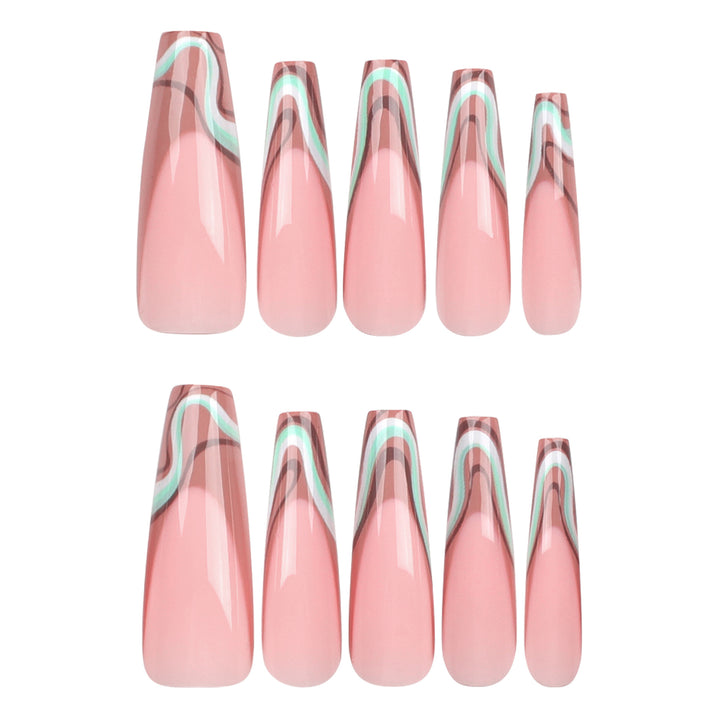 Artful acrylic nails with elegant wave design Stornfield