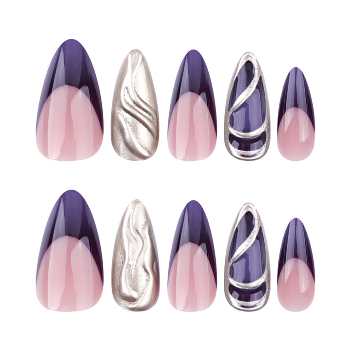 Artful stiletto nails with elegant gold and ombre design Stornfield