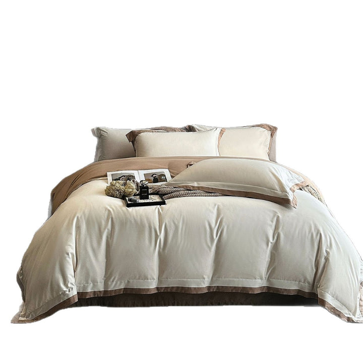 Luxury Cotton Sateen Duvet Cover Set with Contrast Hem