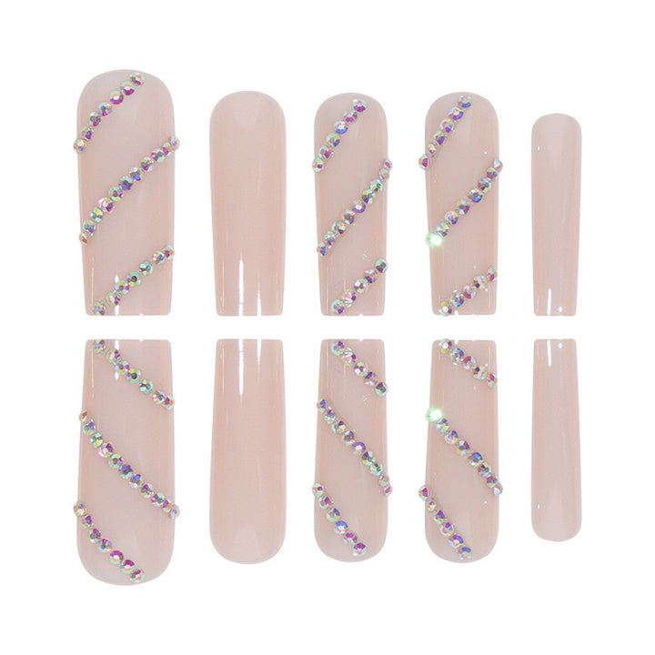Acrylic nail set with sparkling rhinestone accents Stornfield