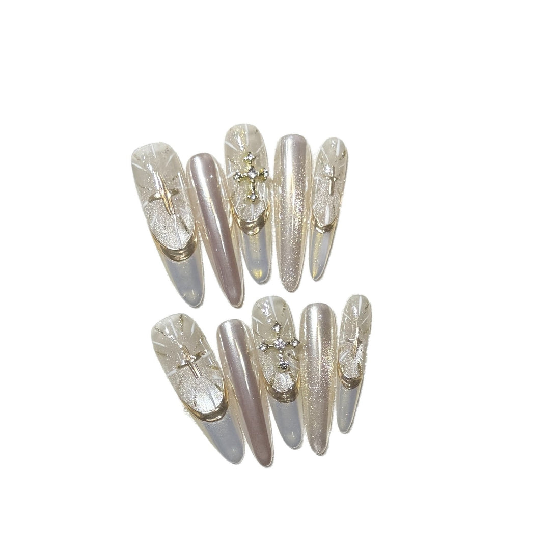 Glamorous Stiletto Press-On Nail Set with Artistic Accents Stornfield
