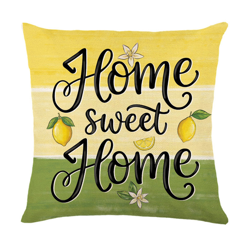 Hand-Illustrated Lemon Sunburst Decorative Throw Pillow Cover