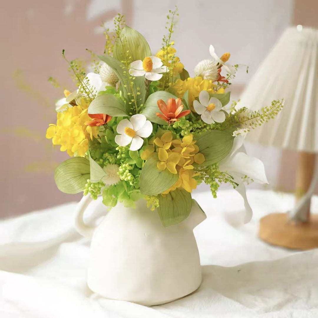 Lush Artificial Floral Arrangement with Decorative Vase