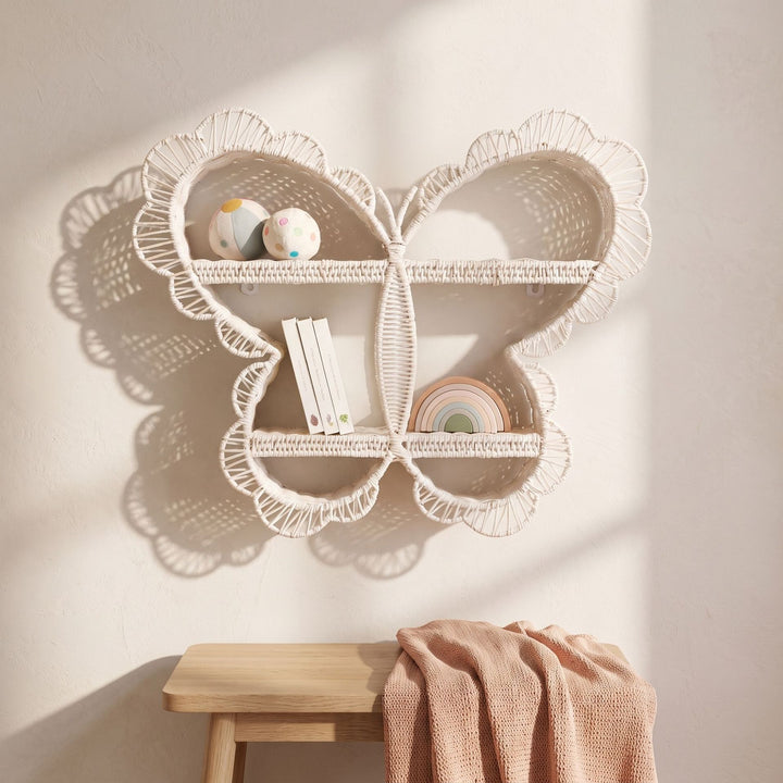 Playful wall shelf in butterfly design Stornfield