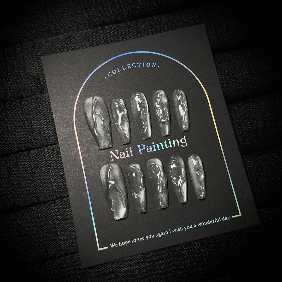 Artistic Marble-Inspired Press-On Nail Set