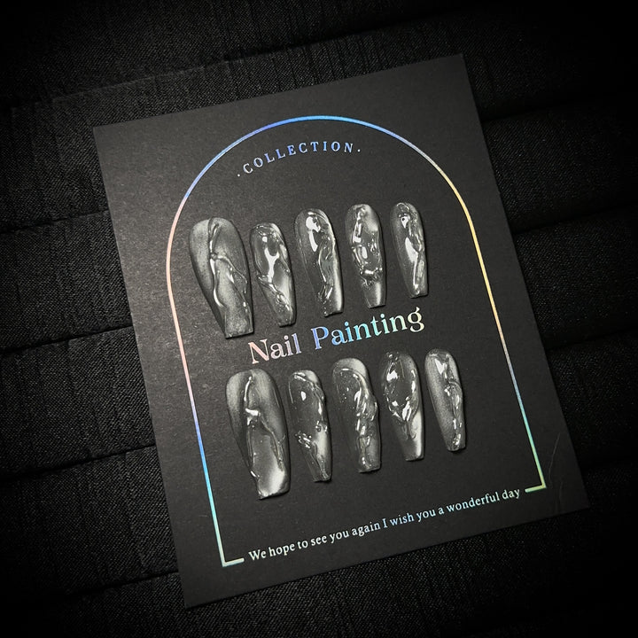 Artistic Marble-Inspired Press-On Nail Set