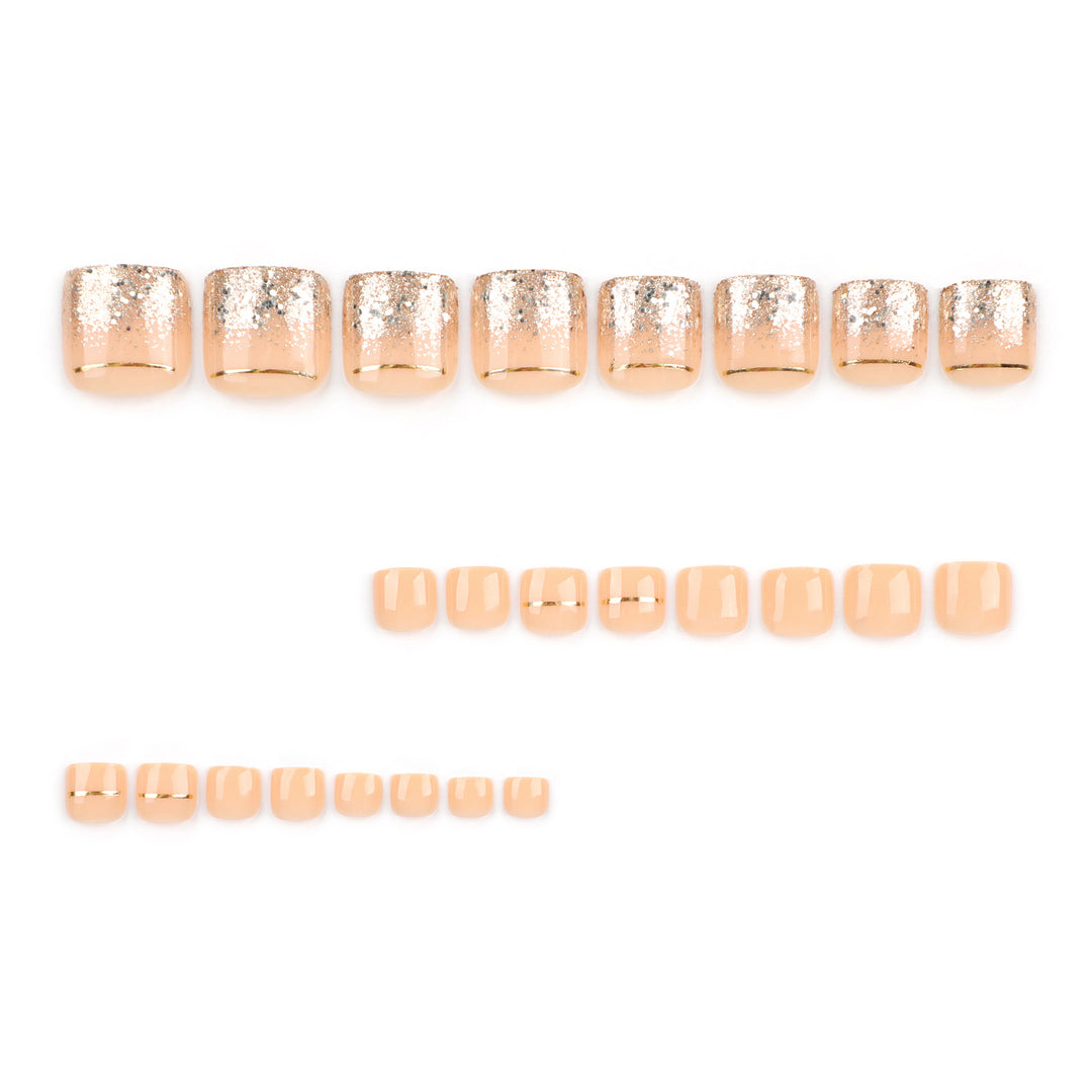 Elegant Artistic Nail Art with Glitter and Gold Accents Stornfield