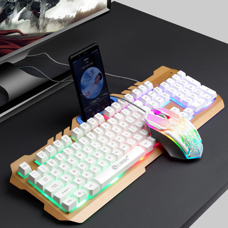 Gaming keyboard with integrated smartphone stand and RGB synchronization Stornfield