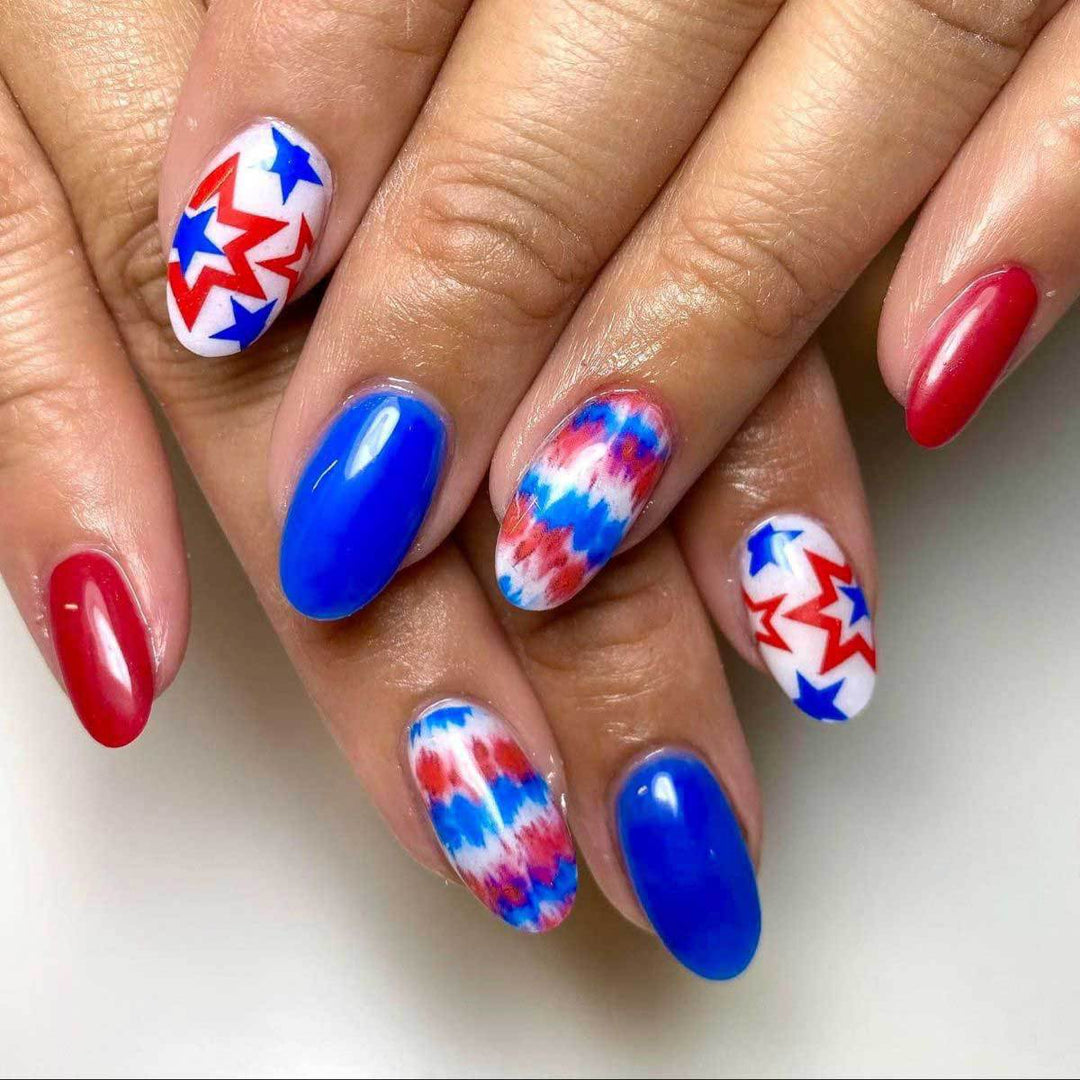 Patriotic Star and Stripe Nail Art