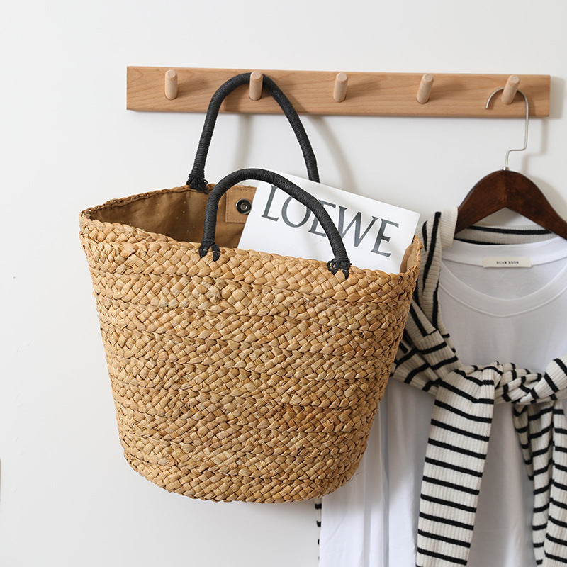 Elegant Basket Bag with Contrast Handles Stornfield