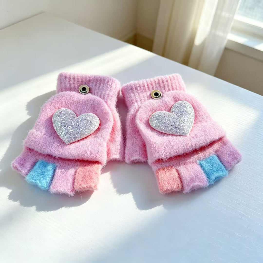 Playful Heart-Themed Fingerless Gloves Stornfield