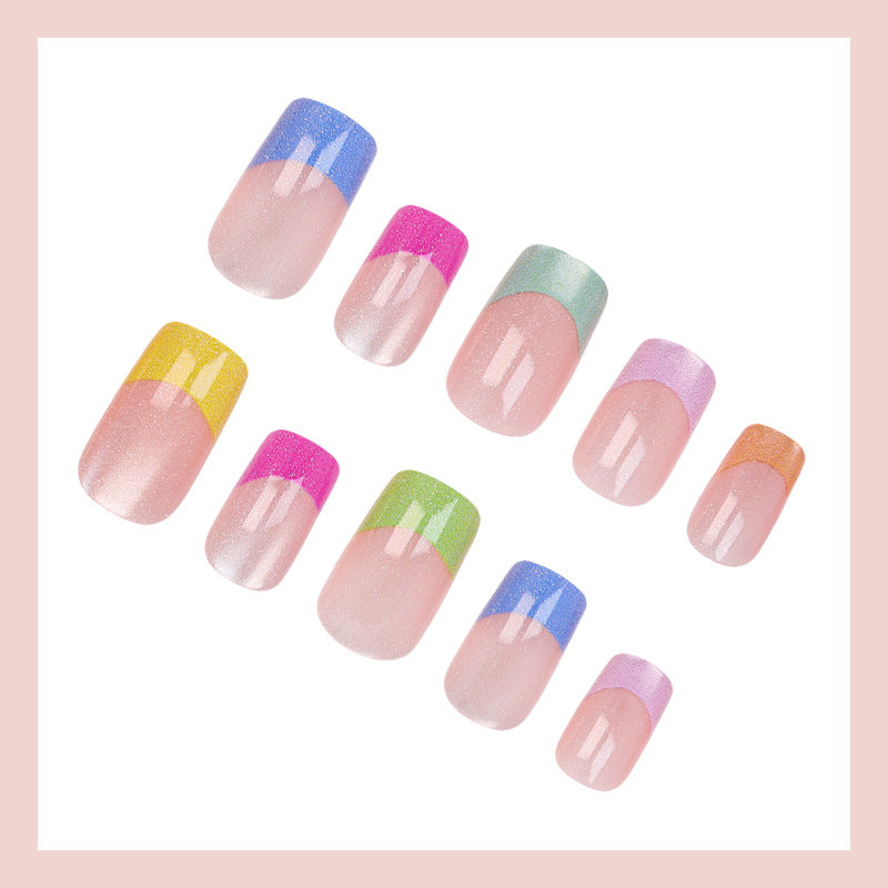 Acrylic nail set with colorful French tips Stornfield