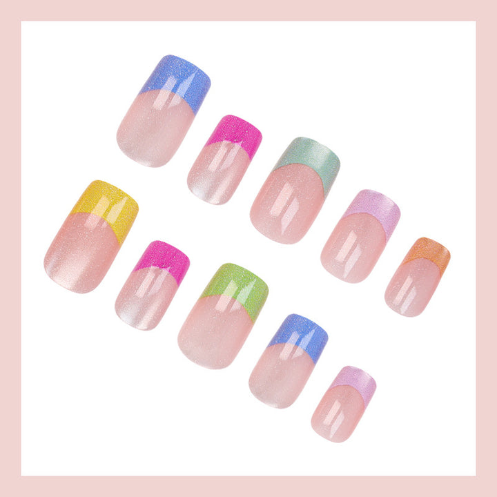Acrylic nail set with colorful French tips Stornfield
