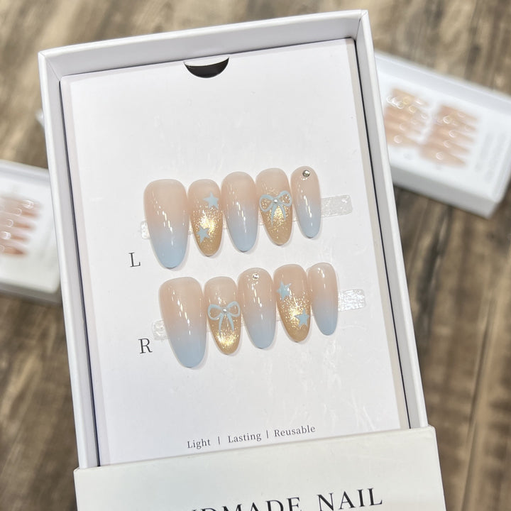Decorative Press-On Nail Set with Glitter and Bow Accents Stornfield