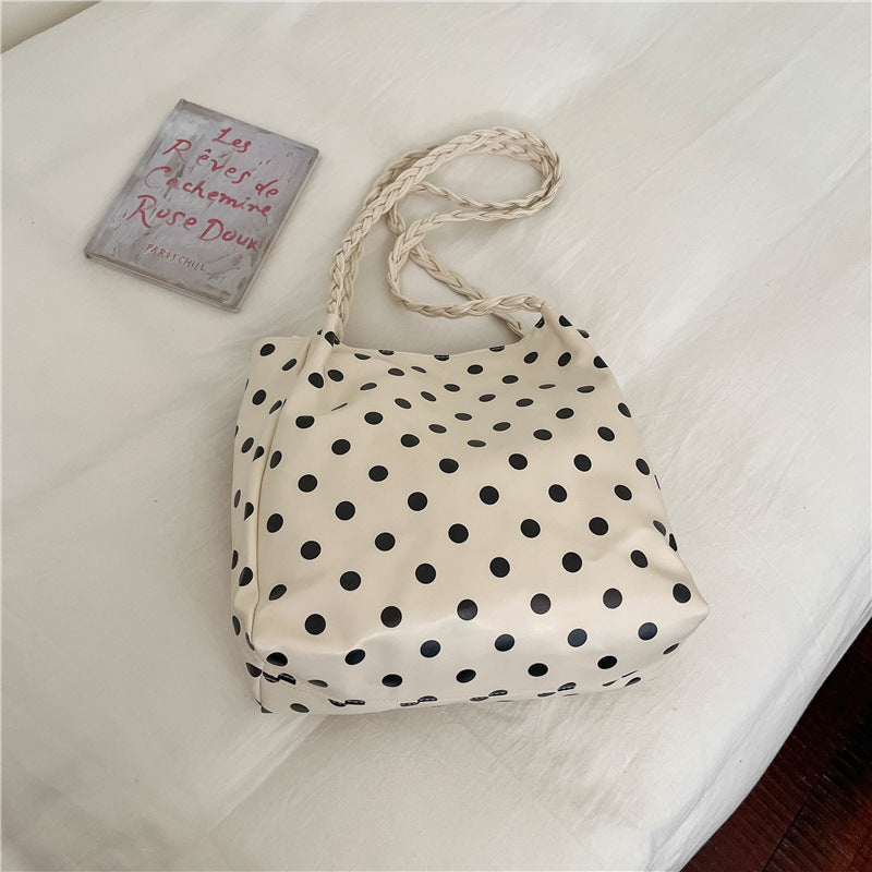 Playful Bow-Accent Polka Dot Tote Bag