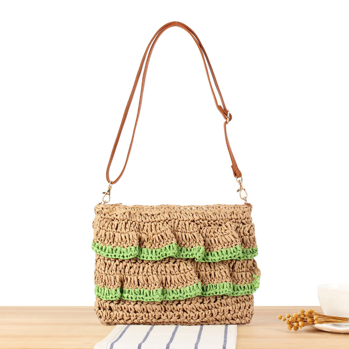 Handbag with Ruffle Design Made of Braided Straw Stornfield