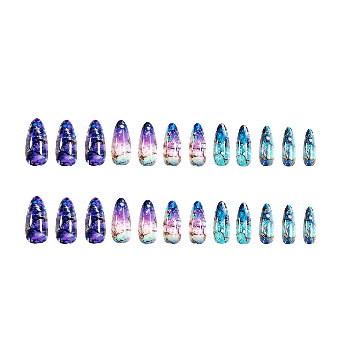 Exclusive stiletto artificial nails with glitter and ombre design Stornfield