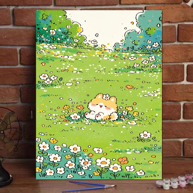 Cute Cat Illustration Canvas Art Print Stornfield