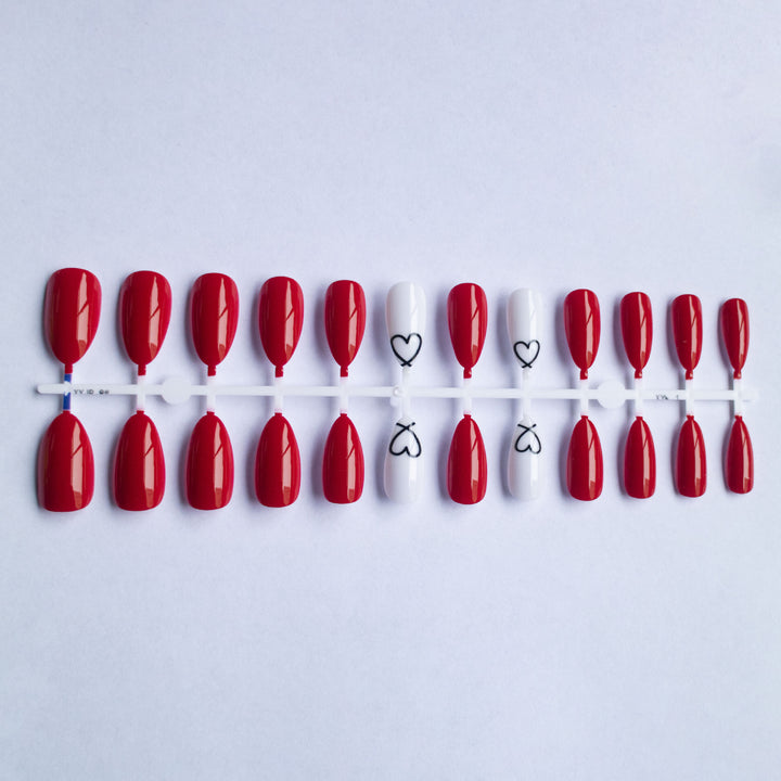 Heart-Themed Artistic Nail Design