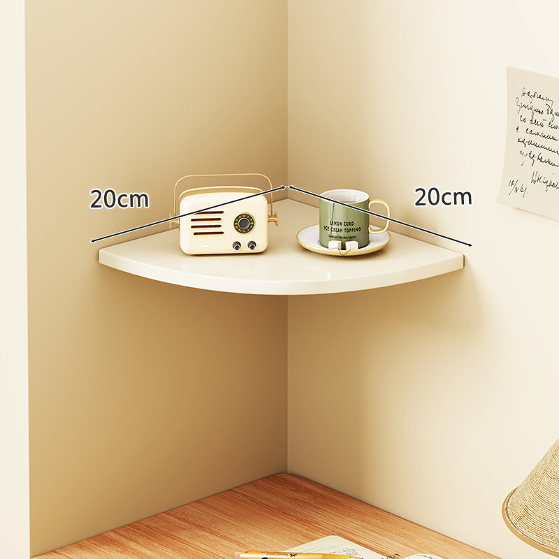 Solid Wood Corner Shelf with Metal Support Brackets