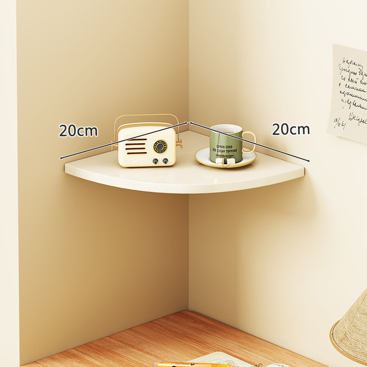 Solid Wood Corner Shelf with Metal Support Brackets