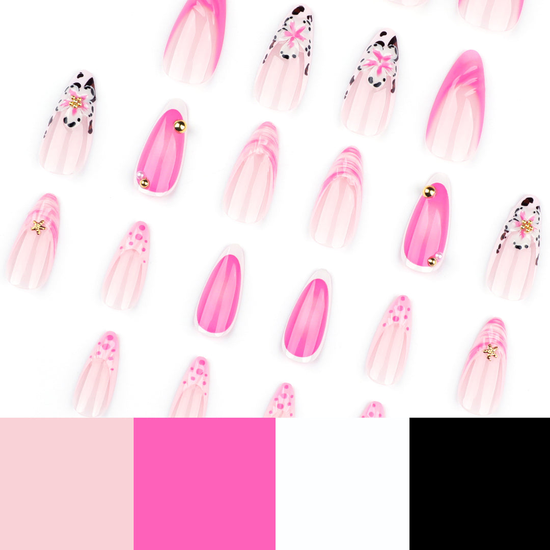 Artistic nail extensions with floral accents and glitter Stornfield