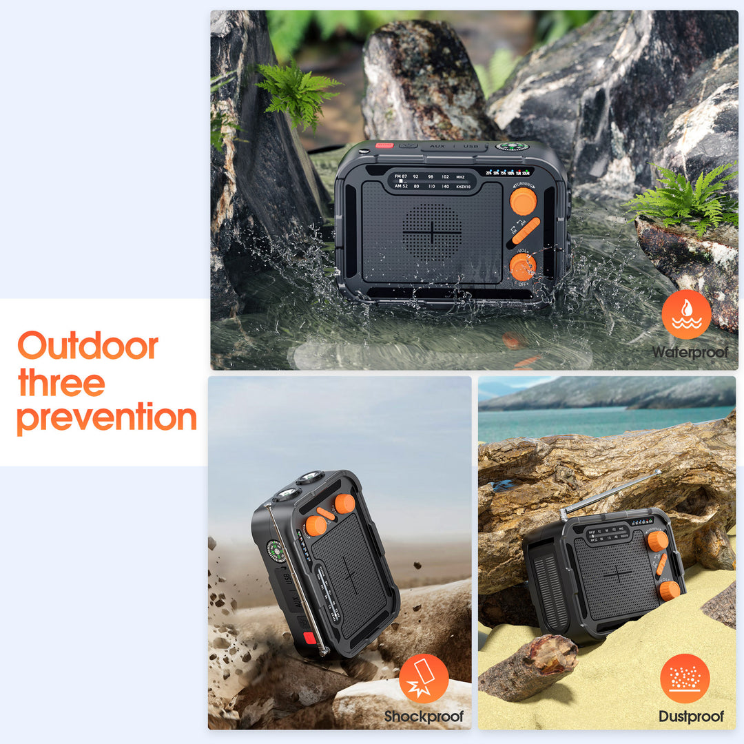 Multifunctional emergency radio with solar charger and flashlight Stornfield
