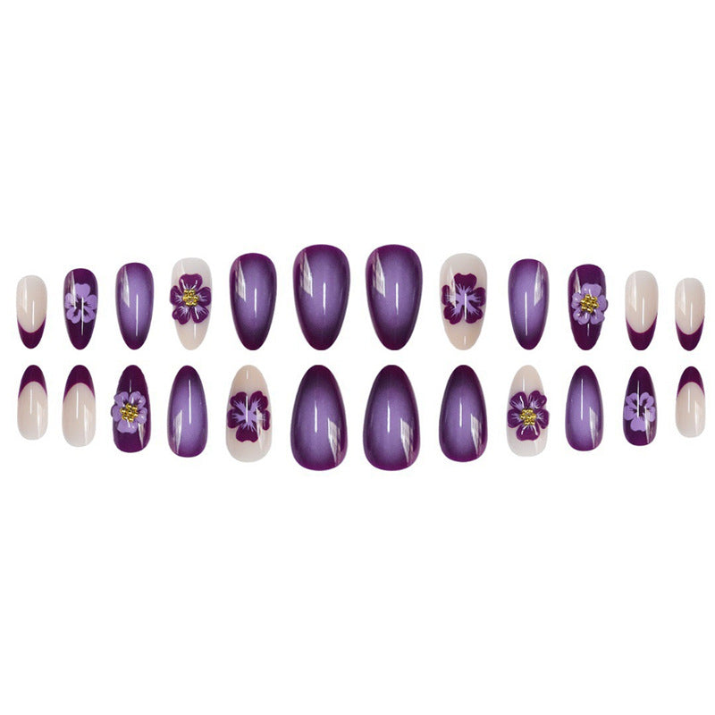 Artistic Floral Press-On Nails with 3D Accents Stornfield