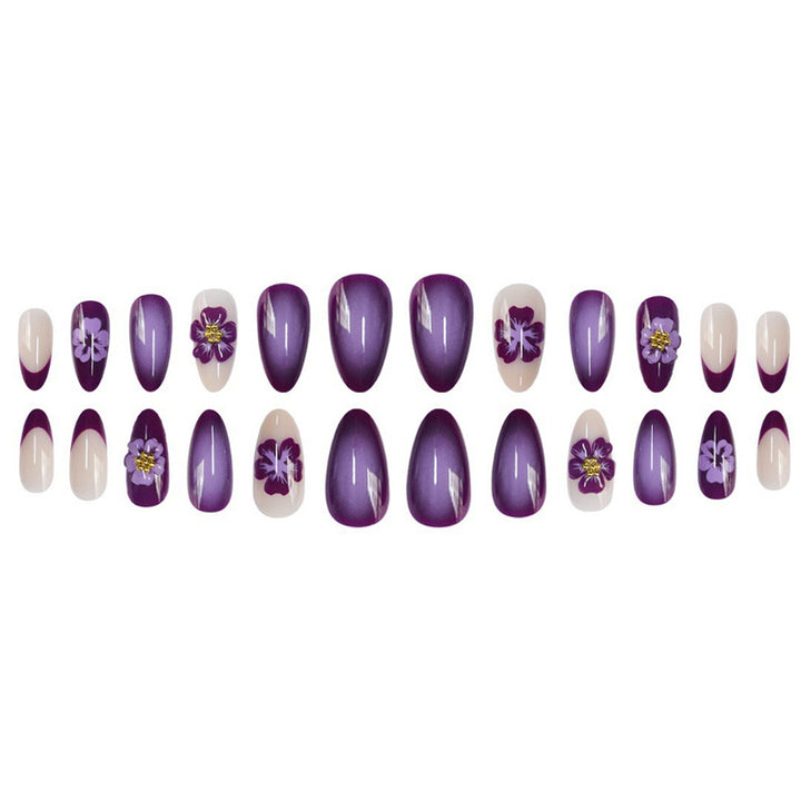 Artistic Floral Press-On Nails with 3D Accents Stornfield