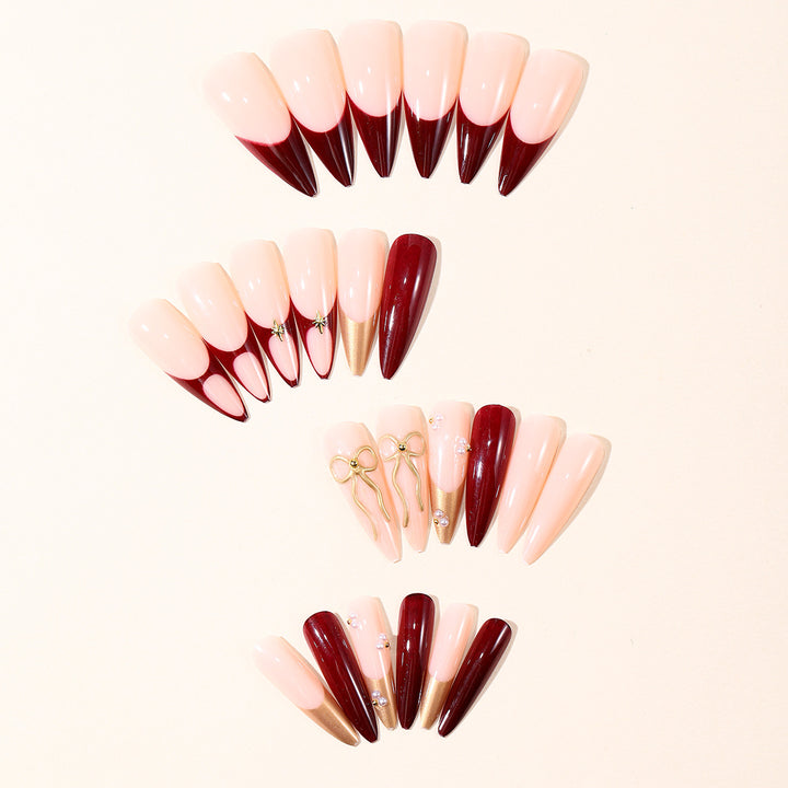 Artistic Stiletto Nail Art Kit with Gold Accents Stornfield