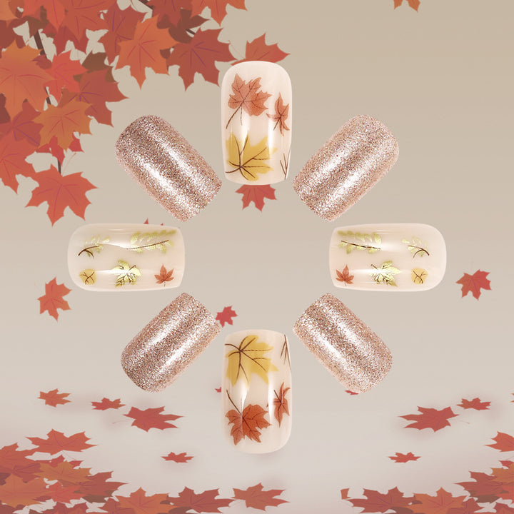 Artistic Autumn-Themed Press-On Nails Stornfield