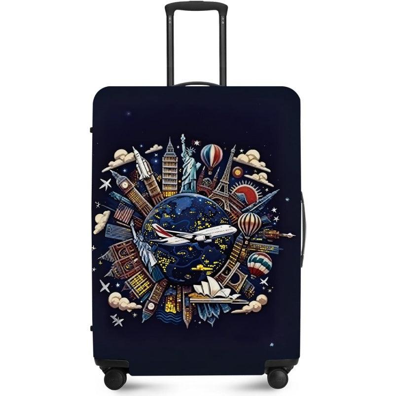 Unisex nan elastic suitcase cover with UV-resistant motif print and zip opening Stornfield