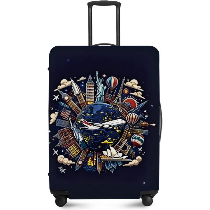 Unisex nan elastic suitcase cover with UV-resistant motif print and zip opening Stornfield