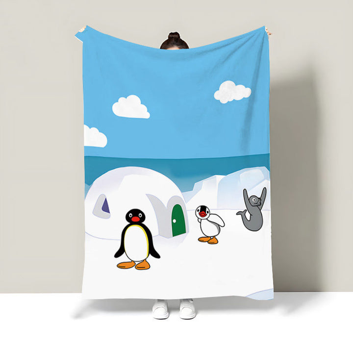Cartoon-Themed Plush Throw Blanket