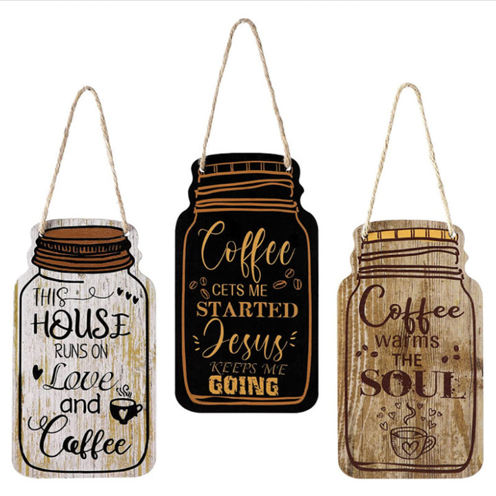 Rustic Coffee-Themed Wooden Wall Art
