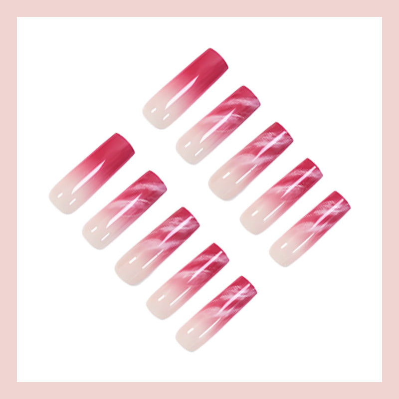 Artificial nail set with elegant ombre and glitter accents Stornfield