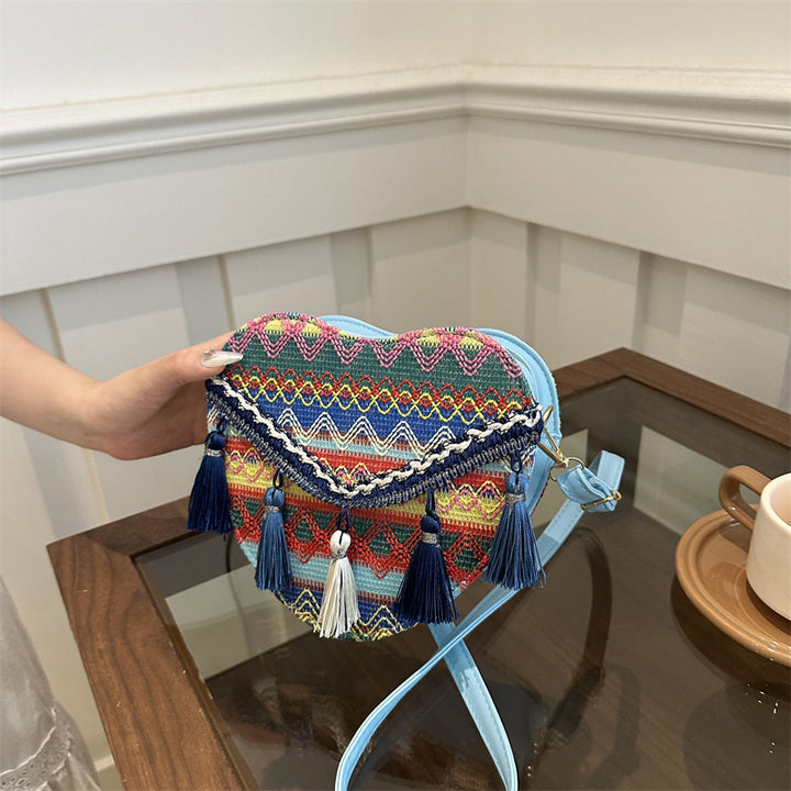 Heart-Shaped Handcrafted Crossbody Bag