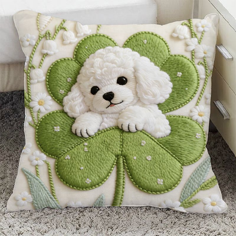 Plush Dog-Themed Decorative Throw Pillow