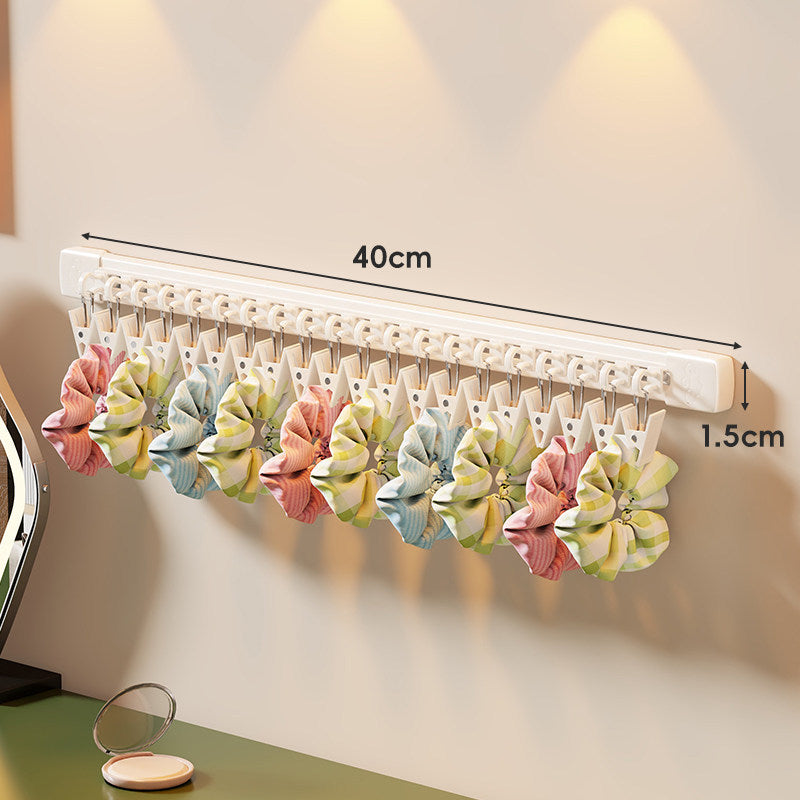 Wall-Mounted Rotating Hair Accessory Organizer with Sliding Clip Rail