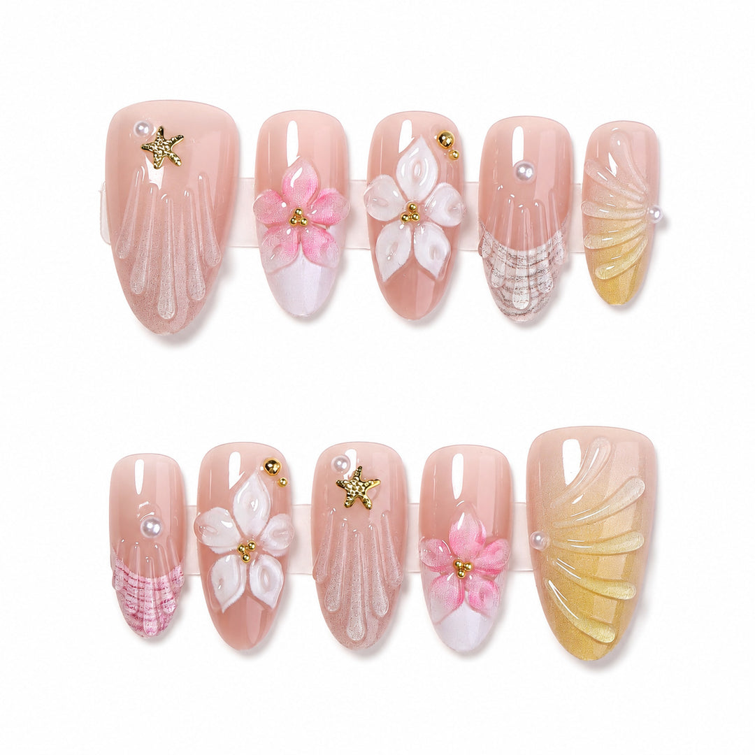 Premium Artifical Nails with Floral Designs Stornfield