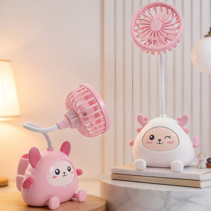 Ladies desk lamp with integrated mini fan Stornfield