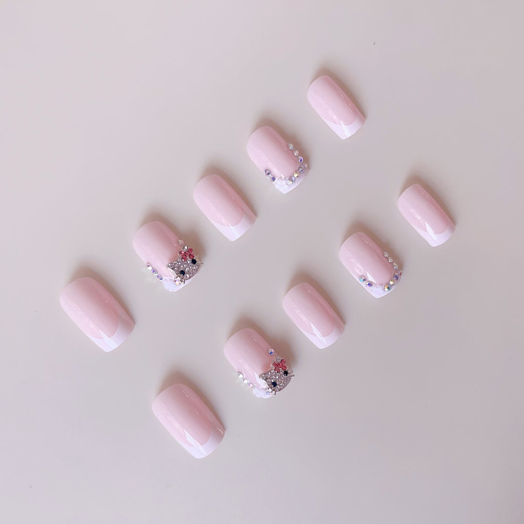 Artificial nail set with stylish rhinestone decorations Stornfield