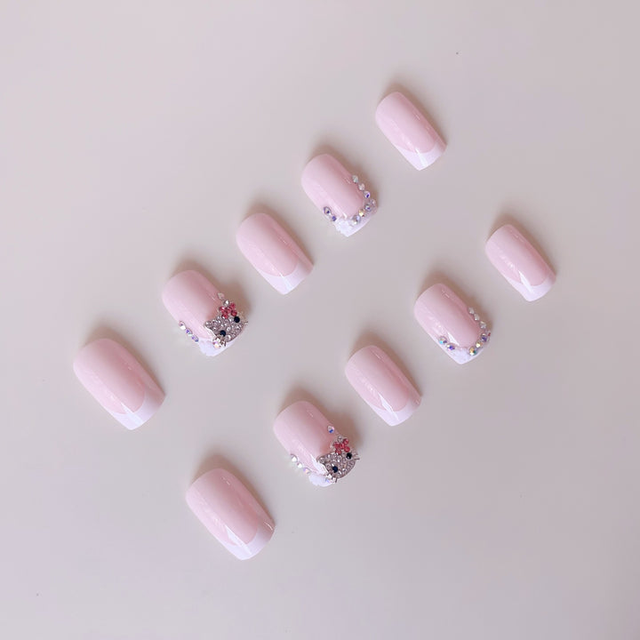 Artificial nail set with stylish rhinestone decorations Stornfield