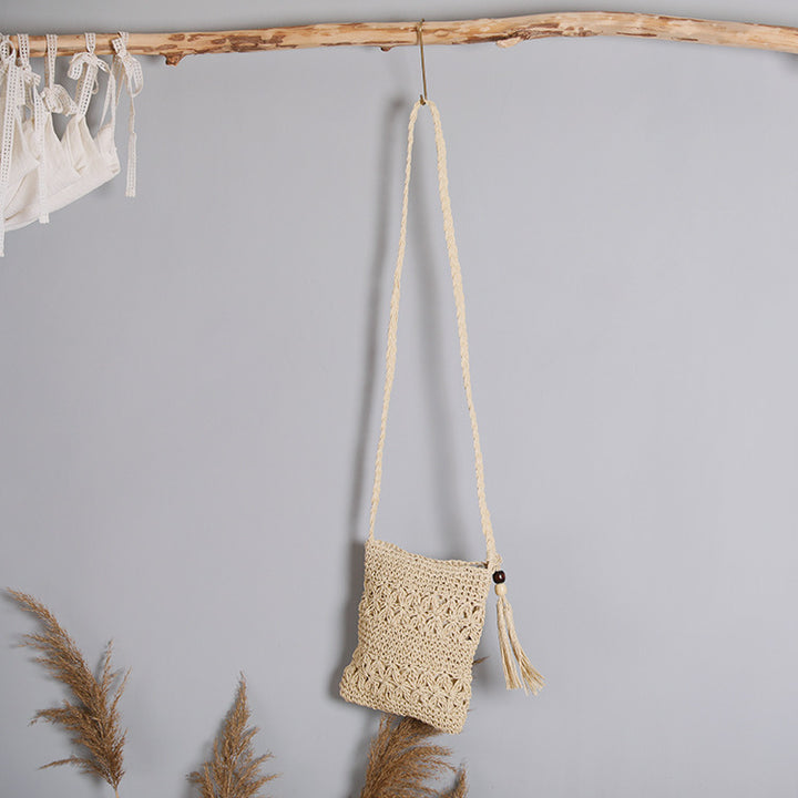 Handmade macrame shoulder bag with tassel detail Stornfield