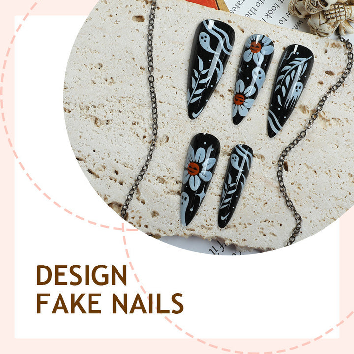 Elegant Floral-Themed Press-On Nail Design