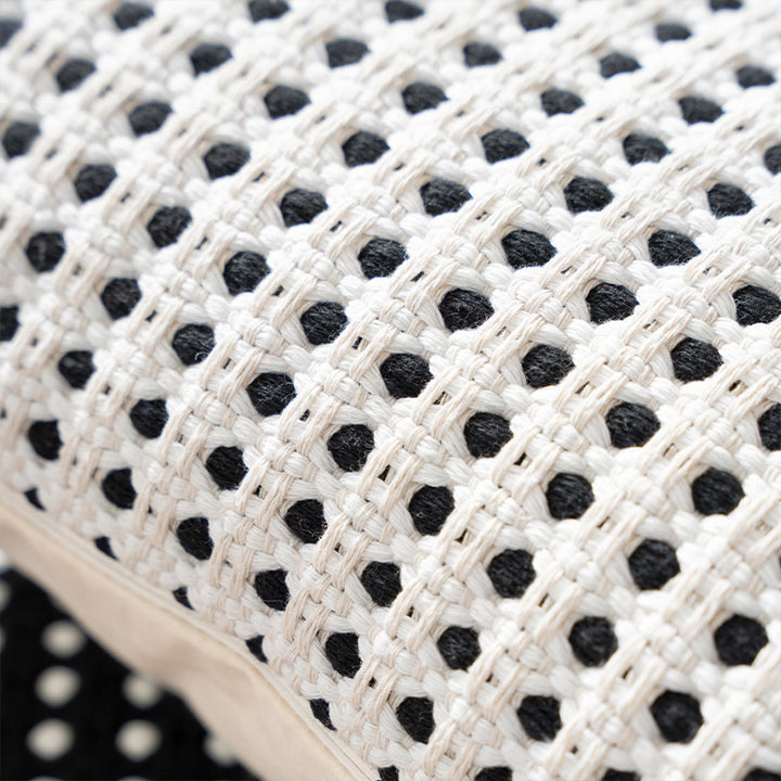 Decorative cushion cover with textured hole waffle weave structure made from cotton-linen mix Stornfield