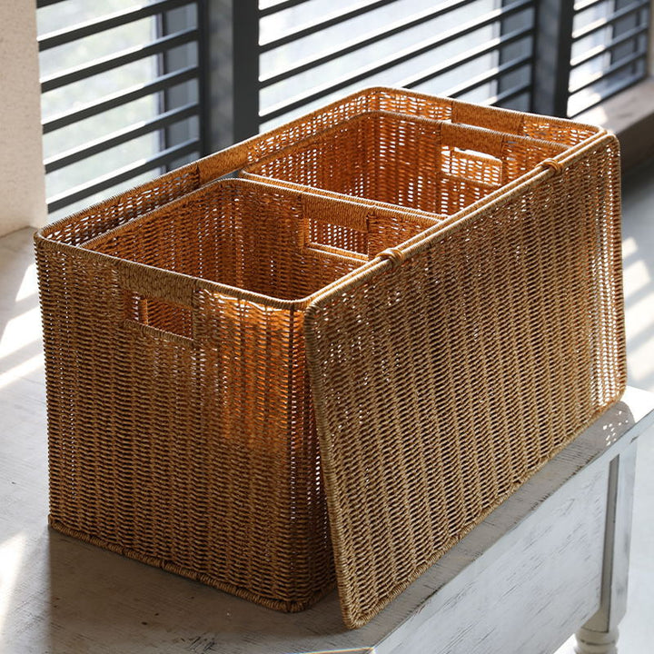 Unisex storage basket made of natural material with practical handles Stornfield