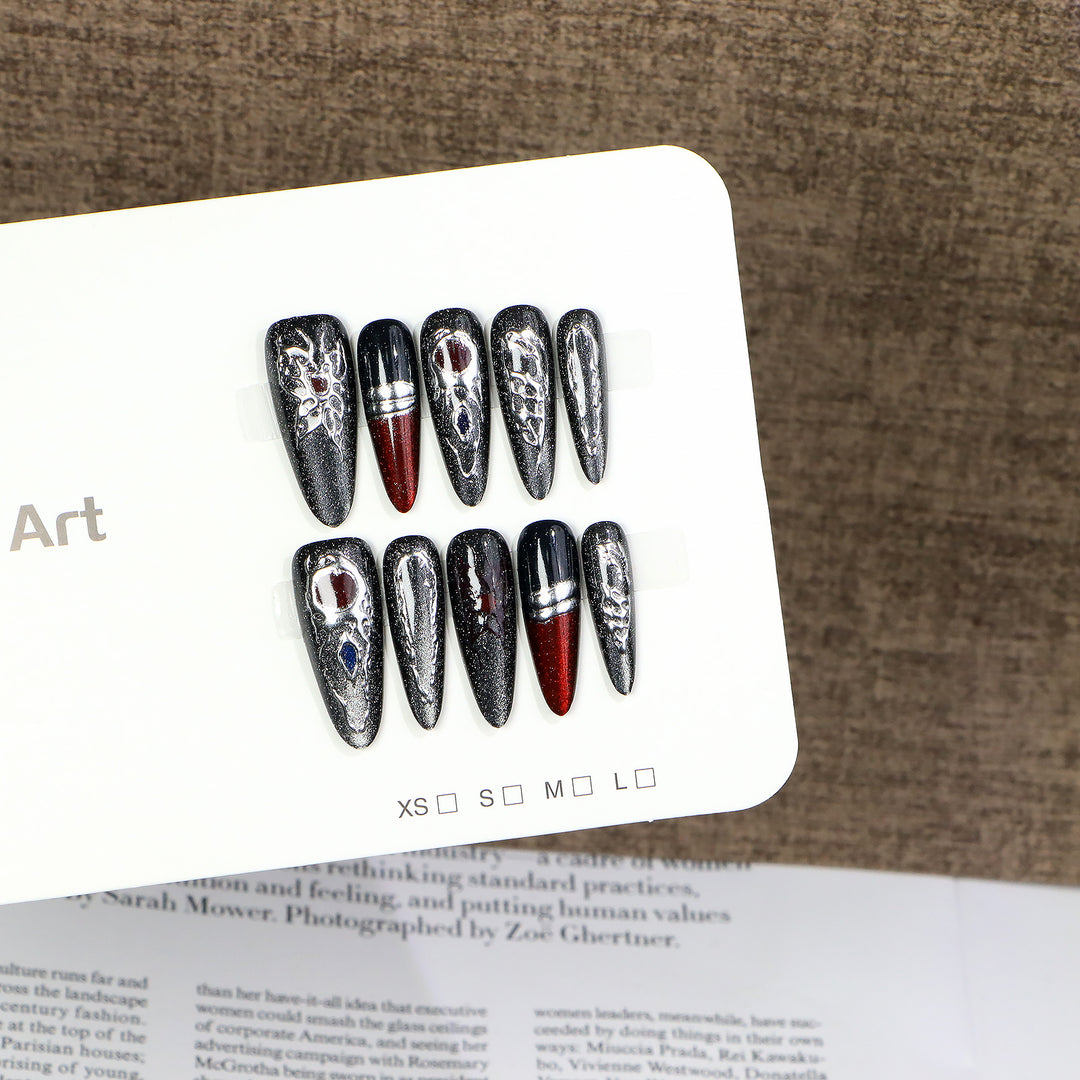Elegant Stiletto Press-On Nail Art Set with Unique Design Stornfield
